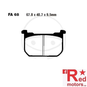 Placute frana fata semi-sinterizate 67.8x40.7x9.5 EBC FA68 pentru Kawasaki GPZ 1100, GT 750, Z 250, Z 400, Z 550, Z 750, ZR 550