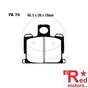 Placute frana fata semi-sinterizate ALTN 66.5x59x10 EBC FA70 pentru Yamaha RD 50, RD 250, RD 350, XJ 550, XJ 750, XV 1000