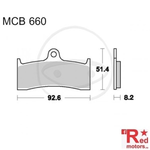 Placute frana fata SINTERED SV TRW ALTN 92.6x51.4x8.2 MCB660 pentru Buell M2 1200 Cyclone, X1 1200, Honda CB 1300, Kawasaki ZX-7RR, MV Agusta Brutale 750, Agusta F4 1000