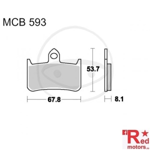 Placute frana fata SINTERED TRW LUCAS SRQ COATING 67.8x53.7x8.1 MCB593 pentru Honda CB 250 F Hornet, CB 900, CB 1000, CBR 900 RR Fireblade, VTR 1000, VFR 400