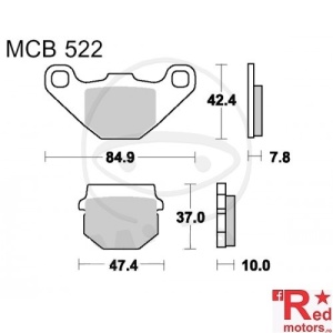 Placute frana fata STD TRW ALTN 84.9x42.4x7.8/47.4x37x10 MCB522 pentru Aprilia Scarabeo 50, Gilera Stalker 50, Honda MB 80, Piaggio NRG mc3 50, Simson Sula 50