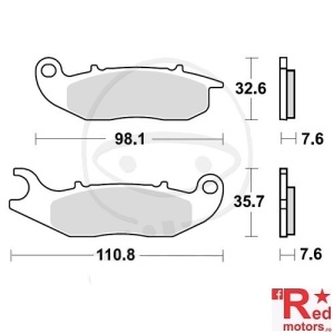 Placute frana fata STD TRW ALTN 98.1x32.6x7.6/110.8x35.7x7.6 pentru AJP PR3 125 Enduro, 240 Enduro, 240 Enduro Extreme, Derbi Mulhacen 125, Rieju Tango 125
