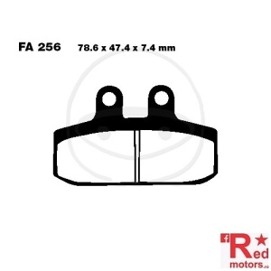 Placute frana spate CARBON SCOOTER EBC 78.6x47.4x7.4 FA256 pentru Aprilia Atlantic 500, Scarabeo 125, Sportcity 125, Honda SJ 100