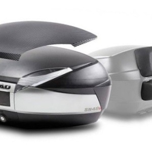 Top case SHAD SH48 D0B48406R New Titanium with backrest, carbon cover and PREMIUM SMART lock