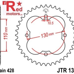 Foaie/pinion spate JTR1355.48 428 cu 48 de dinti pentru Honda TRX 90