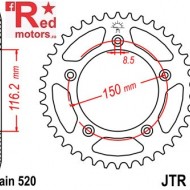 Foaie/pinion spate JTR28.42 520 cu 42 de dinti pentru Aprilia RS 250