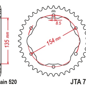 Foaie spate ALU JT JTA 762-43BLK 43T, 520 Negru - Img 2