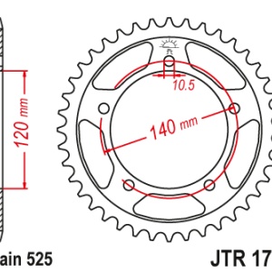 Foaie spate JT JTR 1792-47ZBK 47T, 525 Black Zinc - Img 2