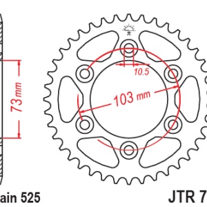 Foaie spate JT JTR 765-42ZBK 42T, 525 Black Zinc - Img 2