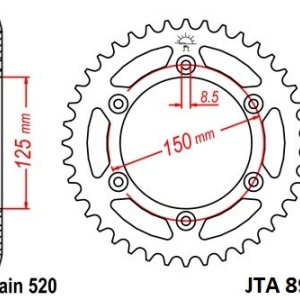 Kit de lant D.I.D Chain - Argintiu lant 520 VX, X-Ring, pinion fata JT, foaie spate JT pentru HUSABERG TE 250 2011-2014 - Img 5