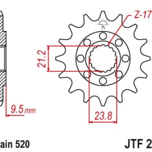 Kit de lant D.I.D Chain - Auriu lant 520 MX, Non-sealed, pinion fata JT, foaie spate JT pentru HONDA CR 250 R 1992-2008 - Img 3