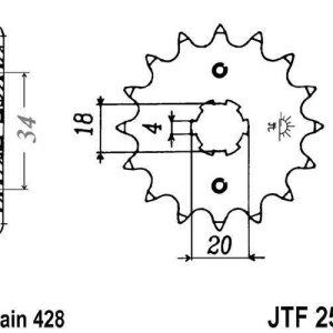 Kit de lant EK - Argintiu lant 428 DEH, Non-sealed, pinion fata JT, foaie spate JT pentru HONDA CG 125 1999-2001 - Img 3