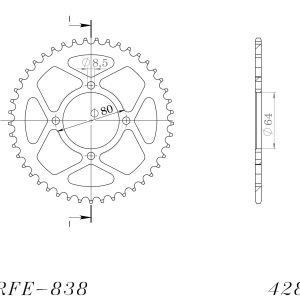 Kit de lant EK - Argintiu lant 428 DEH, Non-sealed, pinion fata JT, foaie spate SUPERSPROX pentru YAMAHA YBR 125 2005-2006 - Img 5