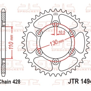 Kit de lant EK - Argintiu lant 428 DEH, Non-sealed, pinion fata SUPERSPROX, foaie spate JT pentru KAWASAKI Ninja 125 2019-2023 - Img 6