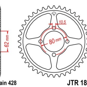 Kit de lant EK - Argintiu lant 428 SHDR, Non-sealed, pinion fata JT, foaie spate JT pentru YAMAHA TT-R 125 2000-2025 - Img 5