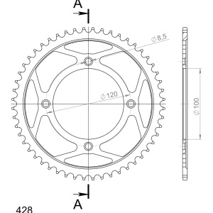 Kit de lant EK - Argintiu lant 428 SHDR, Non-sealed, pinion fata SUPERSPROX, foaie spate SUPERSPROX pentru YAMAHA YZ 85 2002-2018 - Img 5