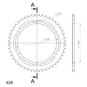 Kit de lant EK - Argintiu lant 428 SRO, O-ring, pinion fata JT, foaie spate SUPERSPROX pentru KAWASAKI KMX 125 1986-2003 - Img 5