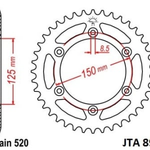 Kit de lant EK - Argintiu lant 520 DEX, X-Ring, pinion fata JT, aluminiu foaie spate JT pentru HUSABERG TE 250 2011-2014 - Img 5