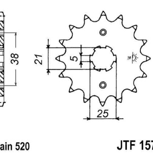 Kit de lant EK - Argintiu lant 520 H, Non-sealed, pinion fata JT, foaie spate JT pentru YAMAHA XV 125 Virago 1997-2001 - Img 3