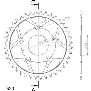 Kit de lant EK - Argintiu lant 520 H, Non-sealed, pinion fata SUPERSPROX, foaie spate SUPERSPROX pentru APRILIA Tuareg Wind 125 1989-1990 - Img 5