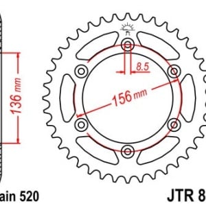 Kit de lant EK - Argintiu lant 520 MRD, Non-sealed, pinion fata JT, foaie spate JT pentru BETA RR 400 2010-2012 - Img 5