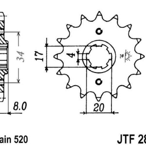 Kit de lant EK - Argintiu lant 520 MRD, Non-sealed, pinion fata JT, foaie spate JT pentru HONDA XR 350 R 1983-1984 - Img 3