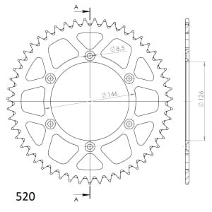 Kit de lant EK - Argintiu lant 520 MRD, Non-sealed, pinion fata SUPERSPROX, foaie spate SUPERSPROX pentru SUZUKI RM 250 1987-1988 - Img 4