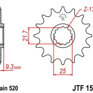 Kit de lant EK - Argintiu lant 520 SRO, O-ring, pinion fata JT cauciucat, foaie spate JT pentru KAWASAKI Eliminator 500 / SE 2024-2025 - Img 3