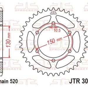 Kit de lant EK - Argintiu lant 520 SRX, X-Ring, pinion fata JT cauciucat, foaie spate JT pentru HONDA NX 650 Dominator 1995-2001 - Img 6