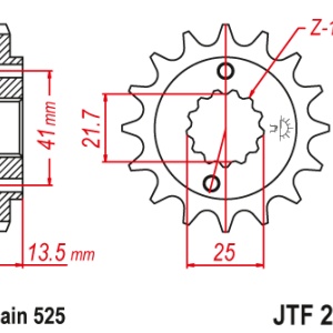Kit de lant EK - Argintiu lant 525 SRO, O-ring, pinion fata JT, foaie spate JT pentru HONDA VT 600 C Shadow 1990-2007 - Img 3