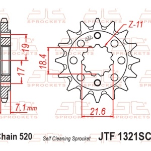 Pinion fata JT JTF 1321-13SC 13T, 520 Self Cleaning Lightweight - Img 3