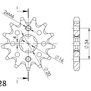 Pinion fata SUPERSPROX CST-1263:14 14T, 428 - Img 2