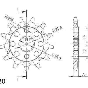 Pinion fata SUPERSPROX CST-1321:13 13T, 520 - Img 2