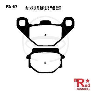 Placute frana fata CARBON SCOOTER EBC 85.5x42x8/55.8x37.4x10 FA67 pentru Aeon Elite 125, Urban 125, Kymco Agility 125 R16, Peugeot Django 125
