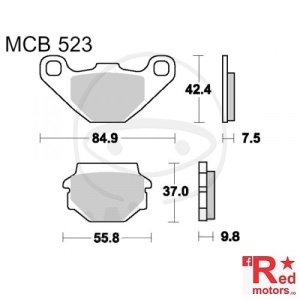 Placute frana fata PADS STD TRW ALTN 84.9x42.4x7.5/55.8x37x9.8 MCB523 pentru Aeon Cobra 220, 350, 400, Aprilia Moto 650, Cectek Kingcobra 500