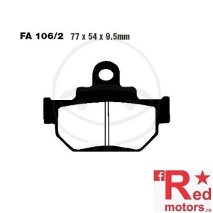 Placute frana fata SEMI-SINTER V EBC 77x54x7 FA106 pentru Maico GM 250, Suzuki GZ 125, GZ 250, LS 650, TU 125, RM 500, VL 125