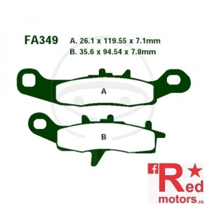 Placute frana fata SINTERED R EBC ALTN 26.1x119.55x7.1/35.6x94.54x7.8 FA349 pentru Kawasaki KFX 450, KFX 700