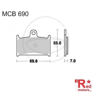 Placute frana fata SINTERED TRW ALTN 69.8x55x7 MCB690 pentru Suzuki GSF 1200, RF 900