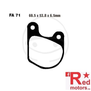 Placute frana fata sinterizate ALTN 69.5x53.8x6.5 EBC FA71 pentru Harley Davidson FX 1200, FXB 1340, FXE 1200, FXE 1340, FXWG 1340, XLH 1000, XLX-61 1000