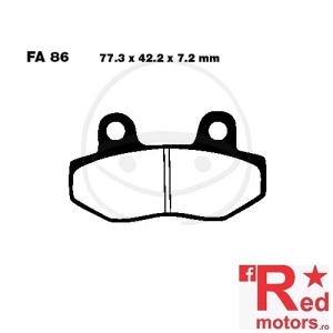 Placute frana fata sinterizate HH 77.3x42.2x7.2 EBC FA86 pentru AJS Bobber 125, DD-E 125, Beta Minicross 150, Honda MBX 50, NSR 50, Hyosung GT 250, GT 650, Leonart Spyder 125, WMI DD 125,