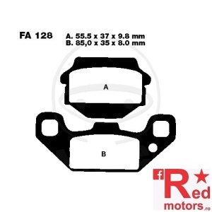 Placute frana fata STD EBC 55.5x37x9.8/85.0x35x8.0 FA128 pentru Kawasaki KEF 300, KFX 250, Suzuki LT 500