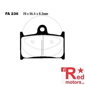 Placute frana fata STD EBC ALTN 70x55.5x8.3 FA236 pentru Triumph Daytona 600, 900, 955, 1200, 2300, Four 600, Sprint 1050, Trophy 1200