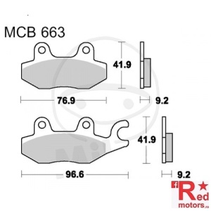 Placute frana fata STD TRW ALTN 76.9x41.9x9.2/96.6x41.9x9.2 MCB663 pentru Aeon Elite 400, AJS Daytona 125, ATU Meteorit, Benelli Caffe Nero 250, Daelim S2 125, Honda VT 125, Kawasaki BN 125