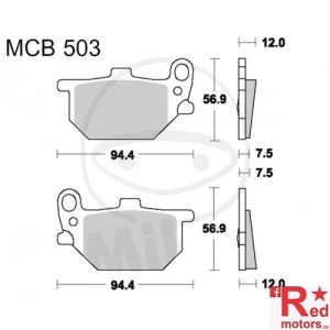 Placute frana fata STD TRW ALTN 94.4x56.9x12x7.5/94.4x56.9x7.5x12 MCB503 pentru Yamaha RD 250, RD 400, XS 400
