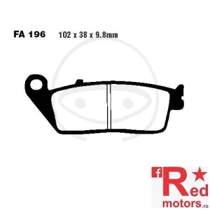 Placute frana spate SEMI-SINT V EBC 102x38x9.8 FA196 pentru Kymco Venox 250, Suzuki VL 1500, Triumph Adventurer 900, 865, 800