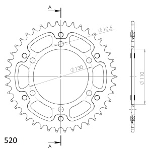 Rear sprocket SUPERSPROX STEALTH RST-486:42-GLD auriu 42T, 520 - Img 2