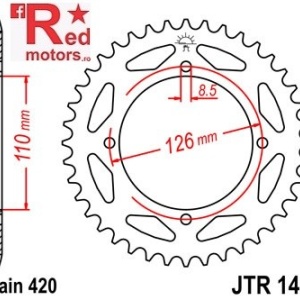 Foaie/pinion spate JTR1465.46 420 cu 45 de dinti pentru Kawasaki KX 65