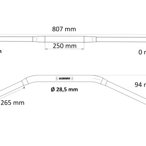 Homologated handlebars ACCOSSATO HBT187N Negru (diameter 28,5mm, length 807mm) - Img 2