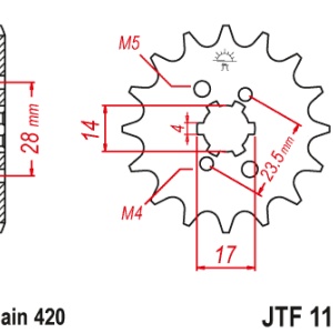Kit de lant D.I.D Chain - Argintiu lant 420 D, Non-sealed, pinion fata JT, foaie spate JT pentru DERBI GPR 50 Nude 2004-2005 - Img 3
