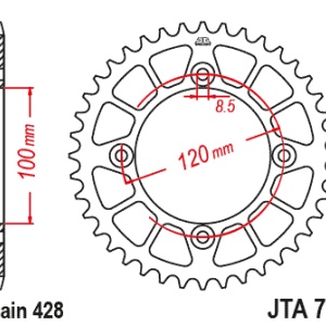 Kit de lant D.I.D Chain - Argintiu lant 428 NZ, Non-sealed, pinion fata JT, foaie spate JT pentru YAMAHA YZ 85 2019-2025 - Img 7
